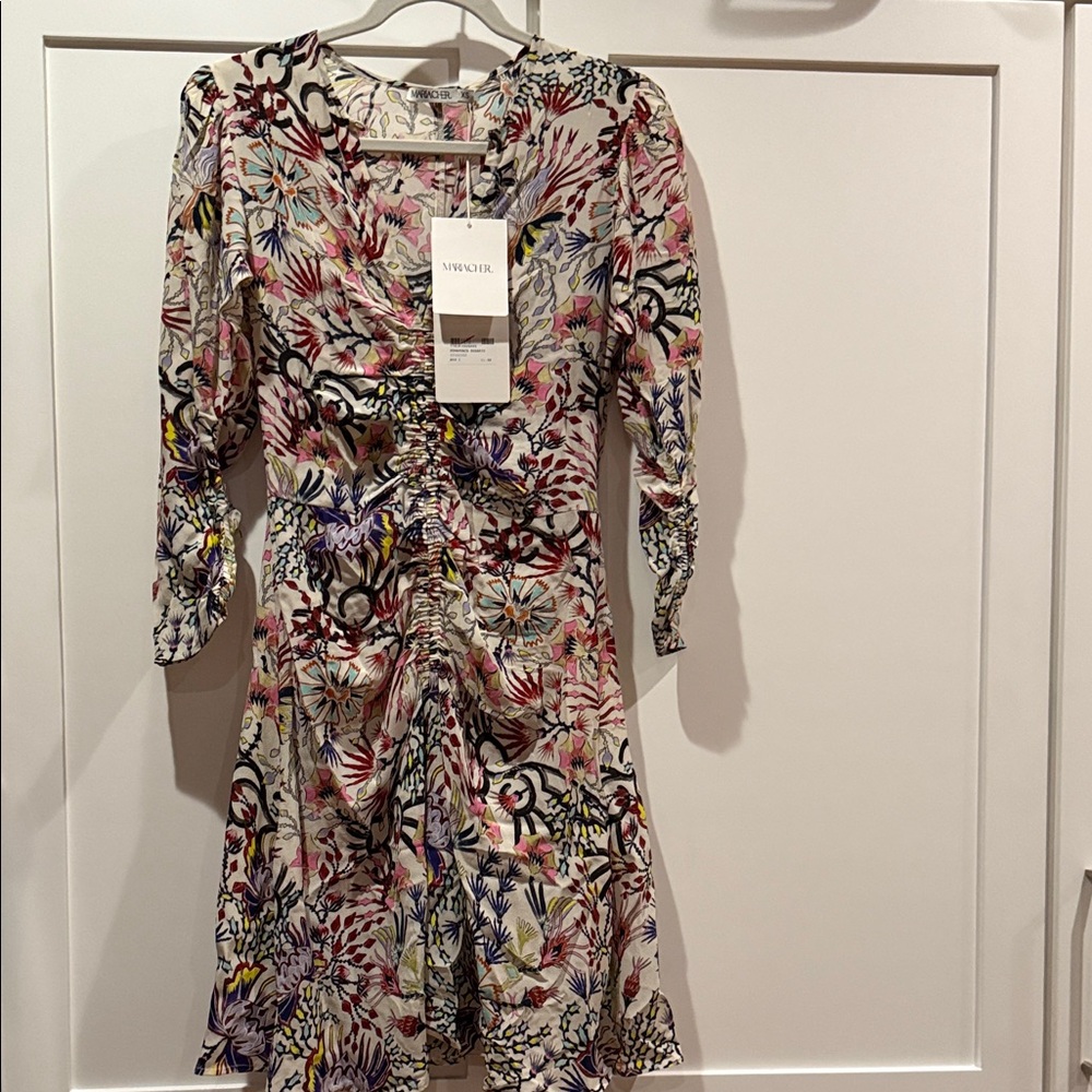 Mariacher 100% Silk Floral Long Sleeve Dress